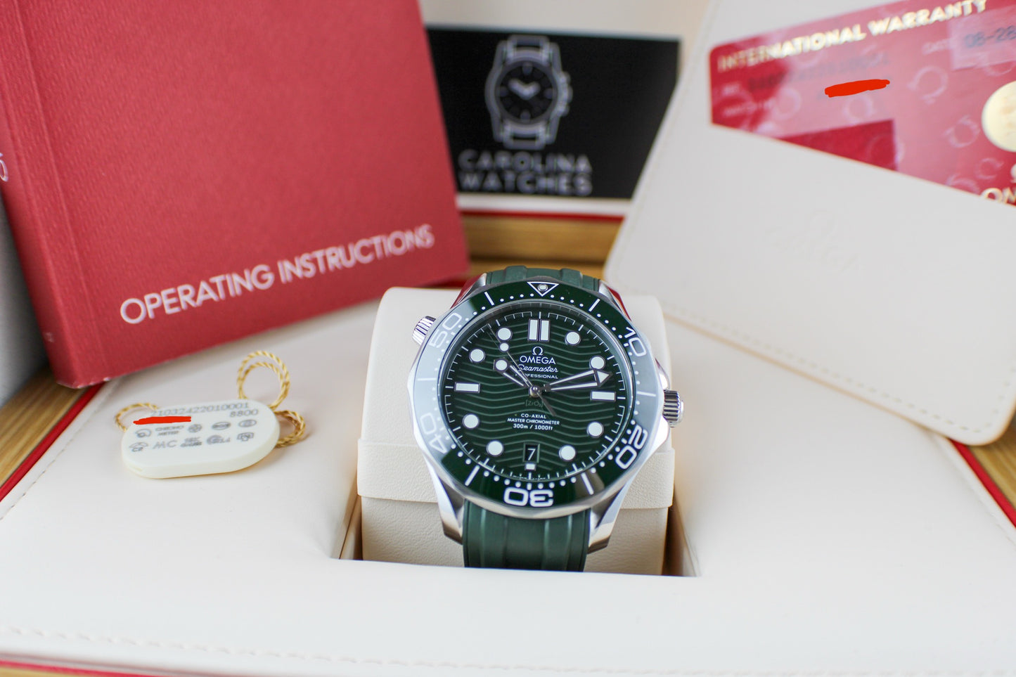 OMEGA Seamaster Diver 300M 210.30.42.20.10.001 Green “Seaweed” Rubber Tang