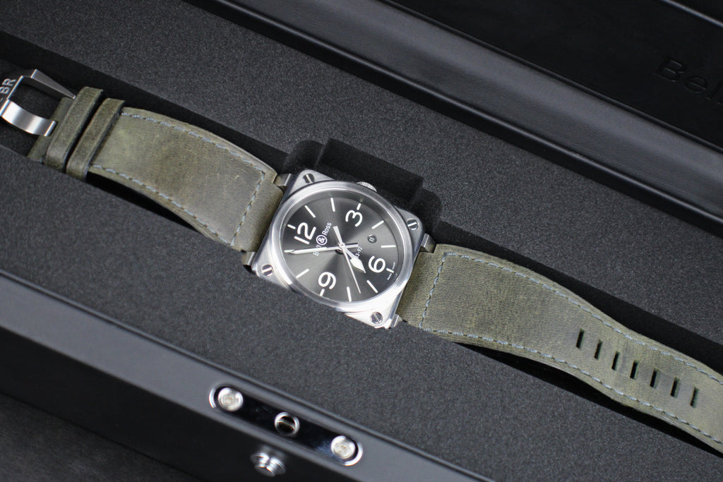 Bell & Ross BR03-92 Grey Lum Automatic Steel Box & Papers 3 Extra Straps