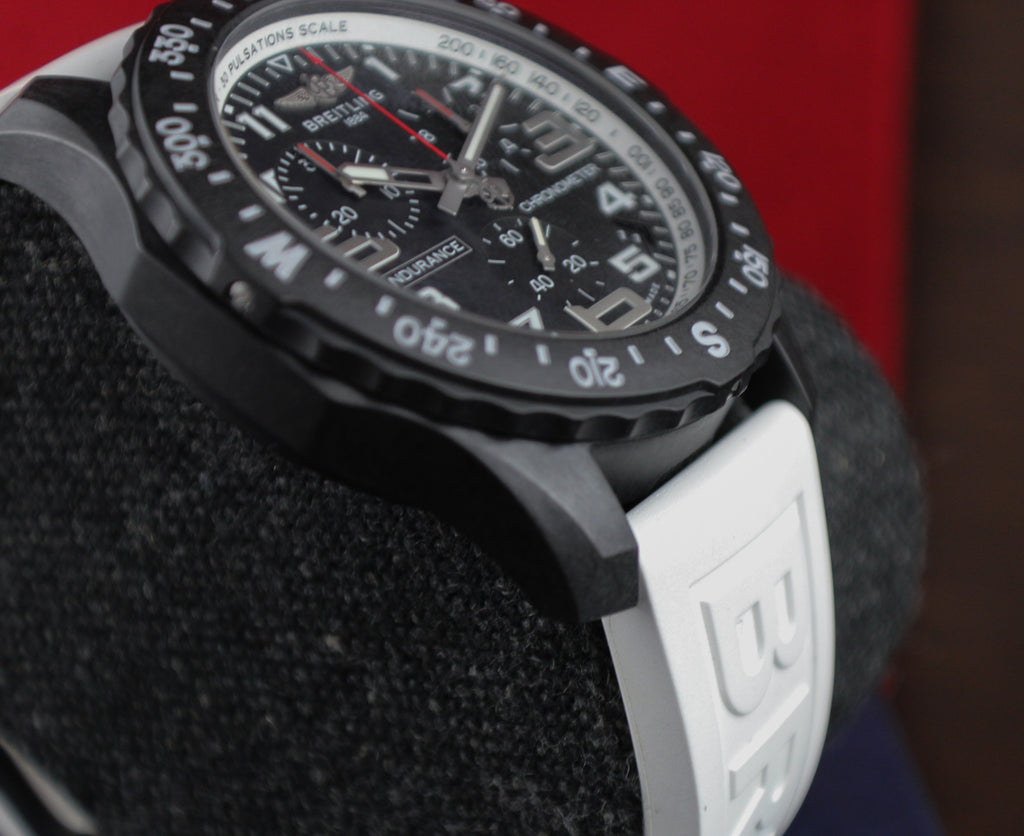 Breitling Endurance Pro 44mm X82310 Box & Papers Black Dial White Rubber Strap