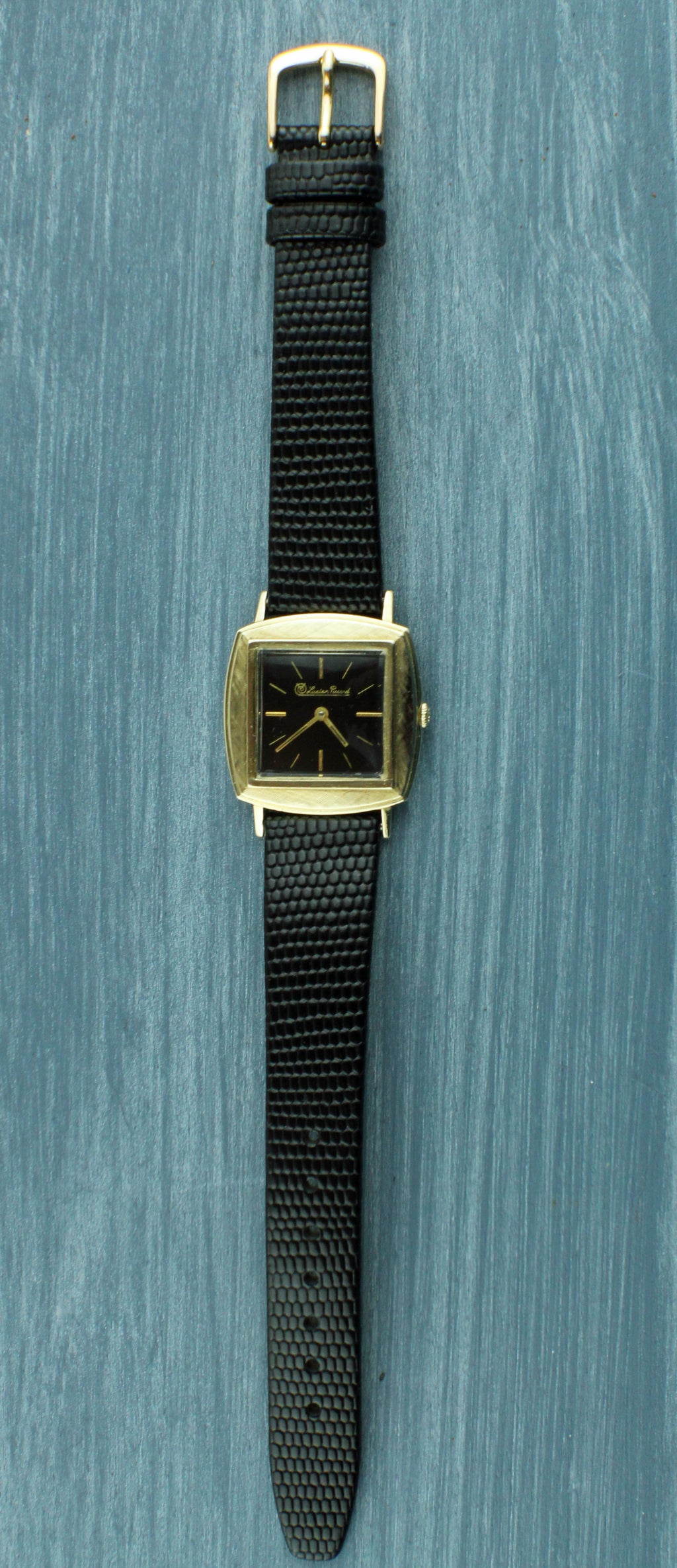 Lucien Piccard Black Dial 14k Gold Case