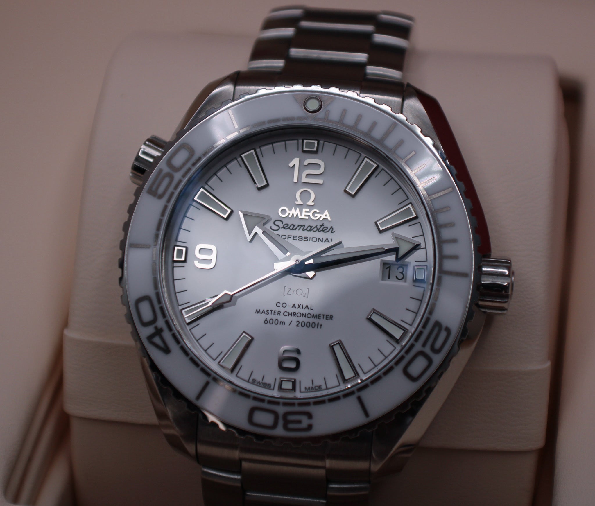 OMEGA Seamaster Planet Ocean 600M 215.30.40.20.04.001 White Dial Ceramic