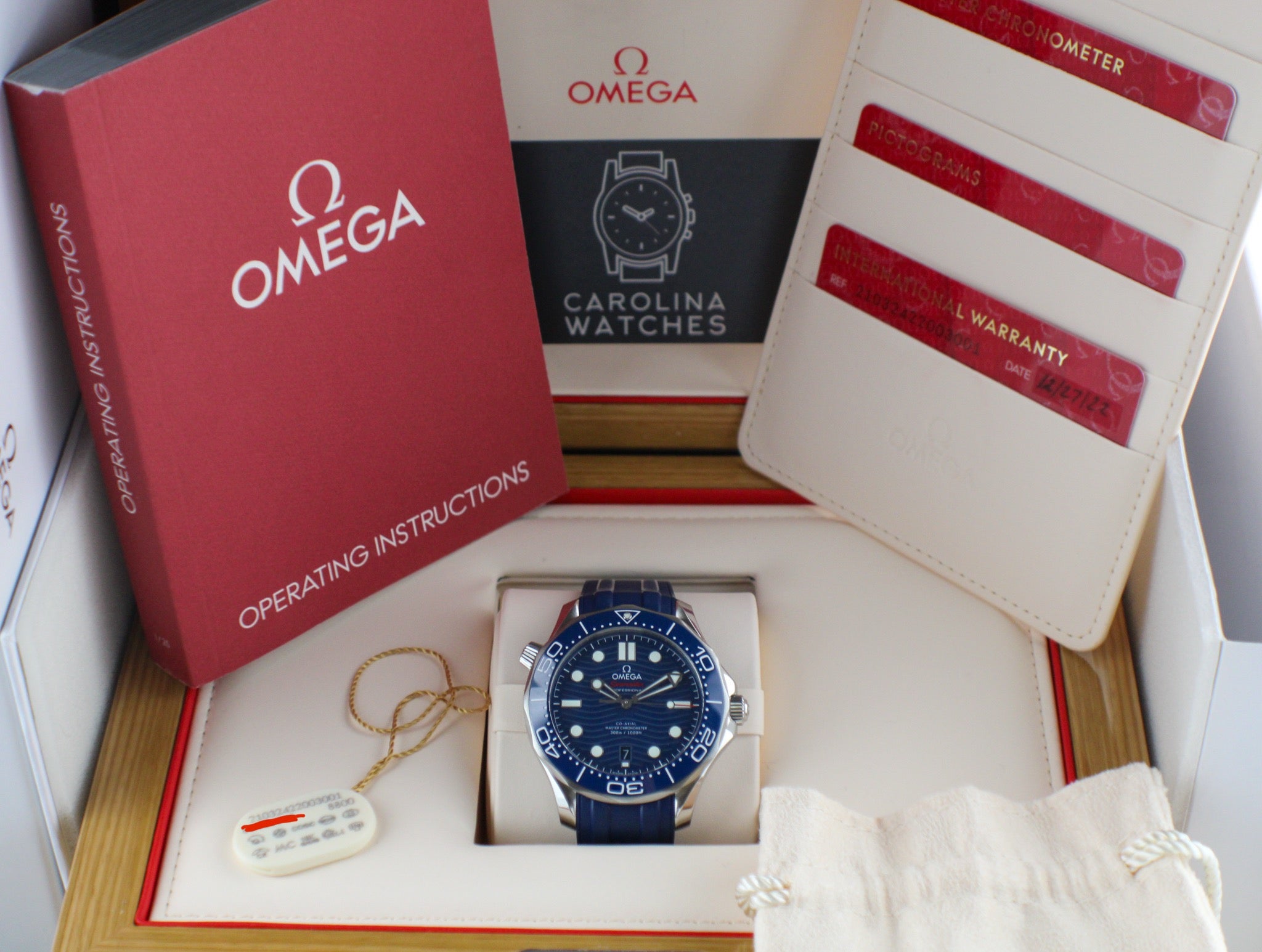 Omega Seamaster Diver 300M 210.32.42.20.03.001 Blue Wave Dial Box & Papers