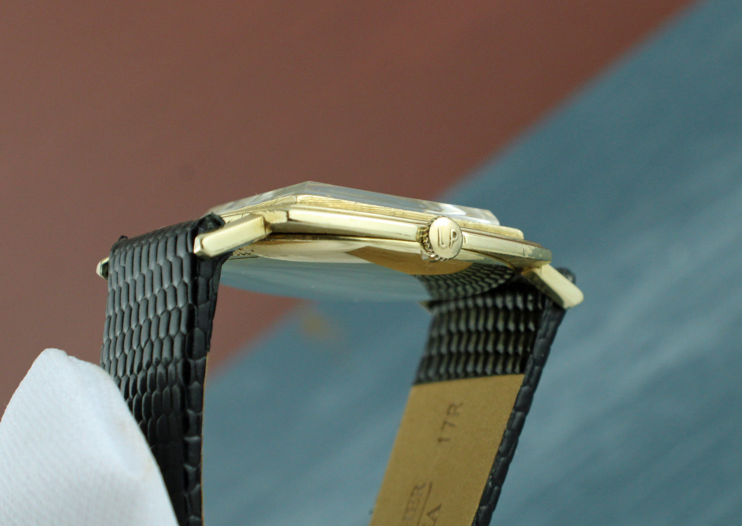 Lucien Piccard Black Dial 14k Gold Case