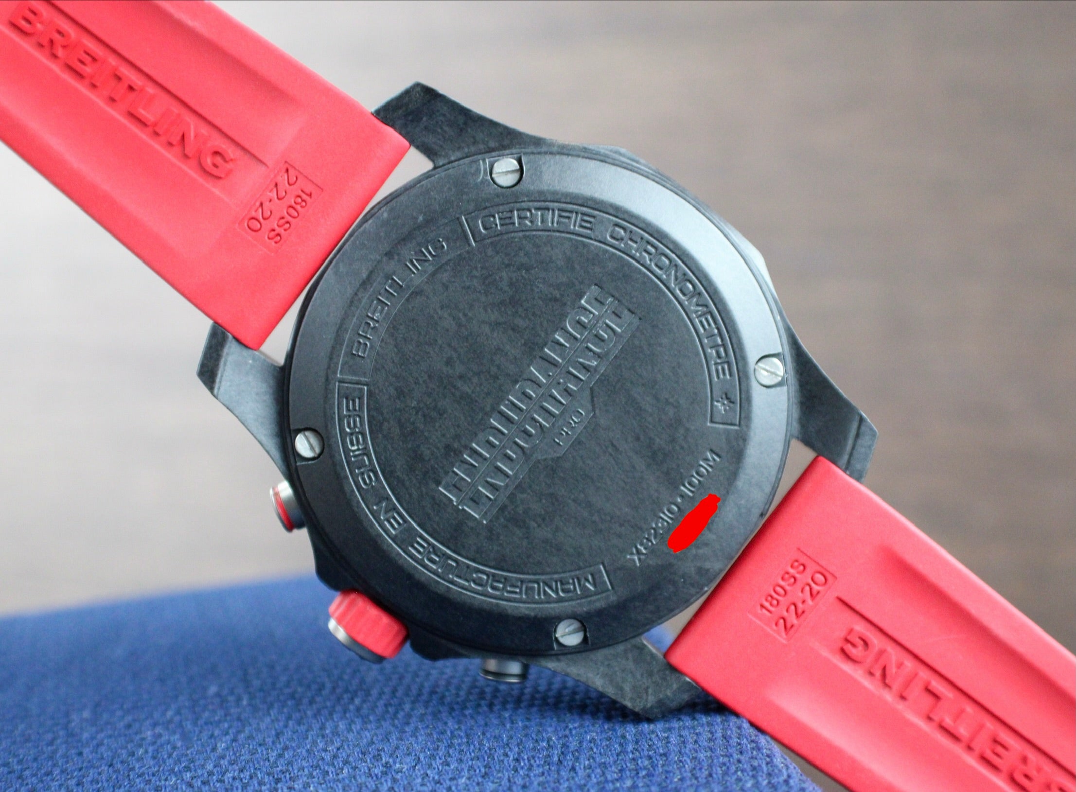 Breitling Endurance Pro X82310 44mm Red 2 OEM Straps.