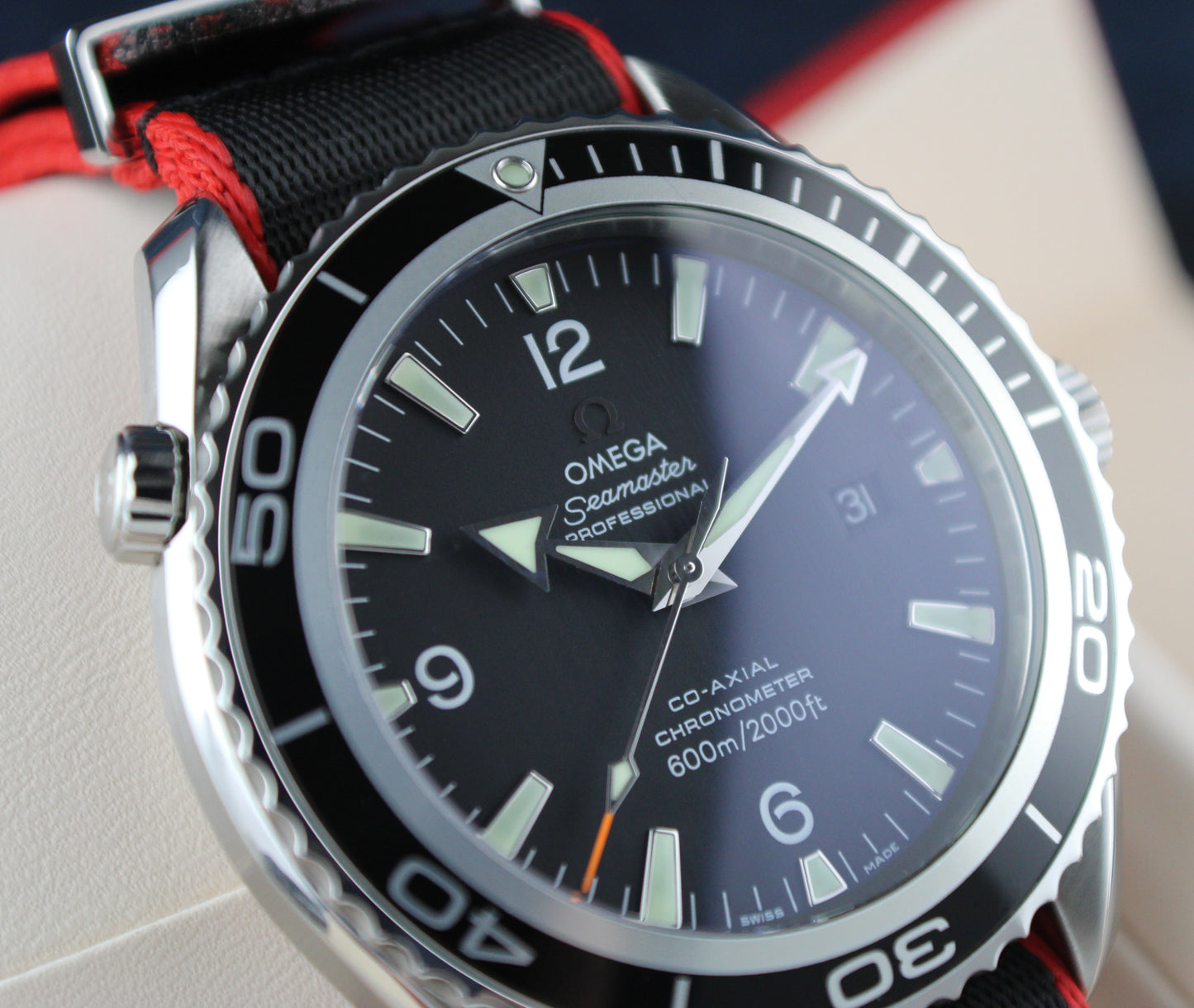 OMEGA Seamaster Planet Ocean 600M 2200.50.00 New OEM NATO Strap Box
