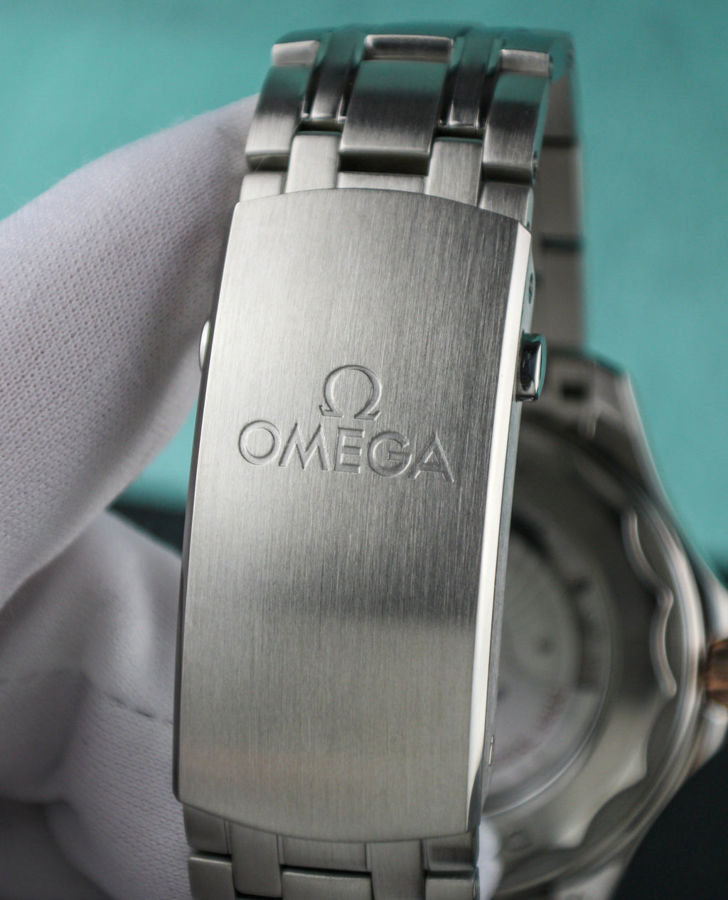 OMEGA Seamaster Diver 300M 210.22.42.20.01.002 18K Sedna Gold Bezel Steel Band