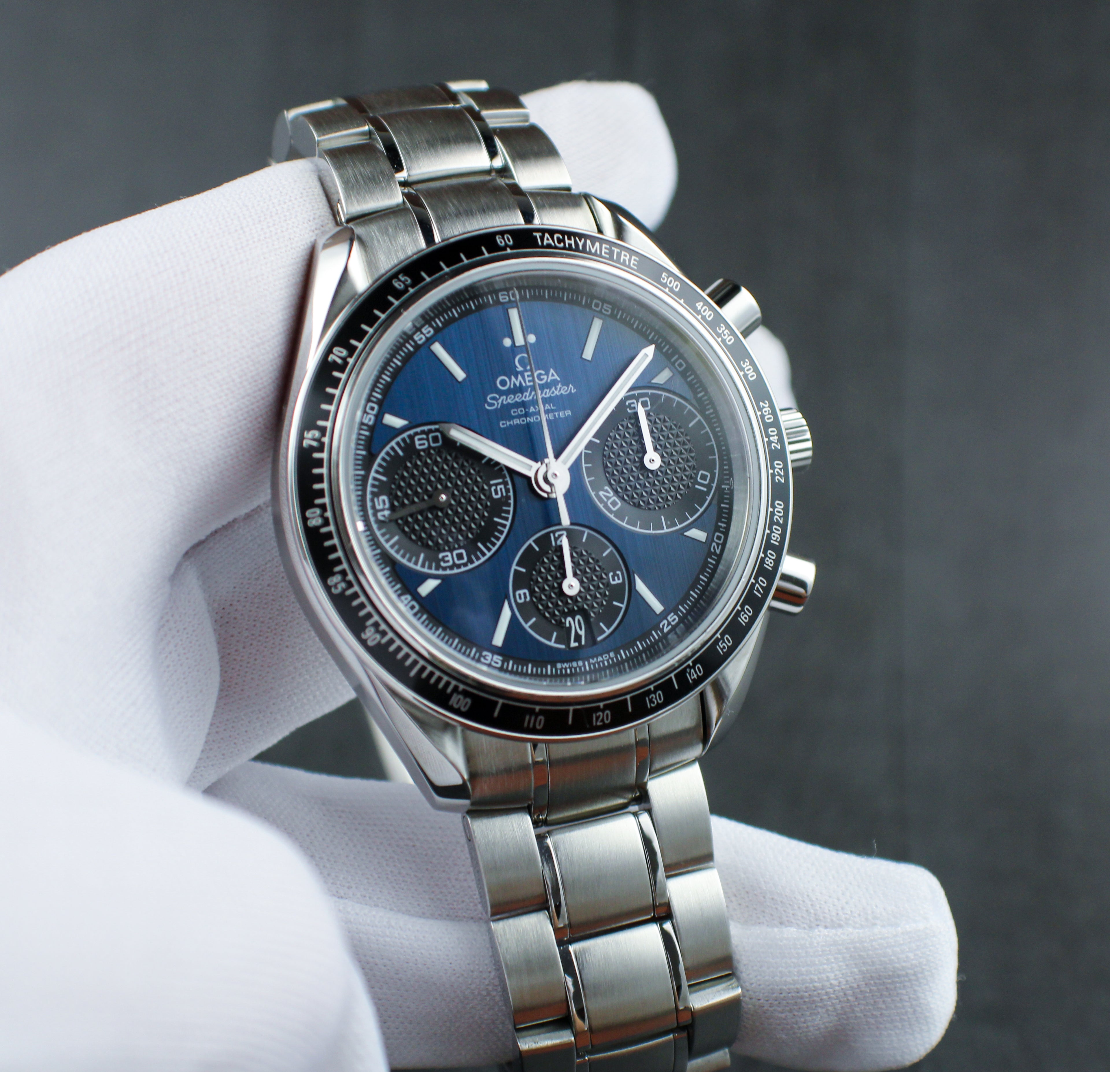OMEGA Speedmaster Racing 326.30.40.50.03.001 Blue Dial Box & Papers Steel 40mm