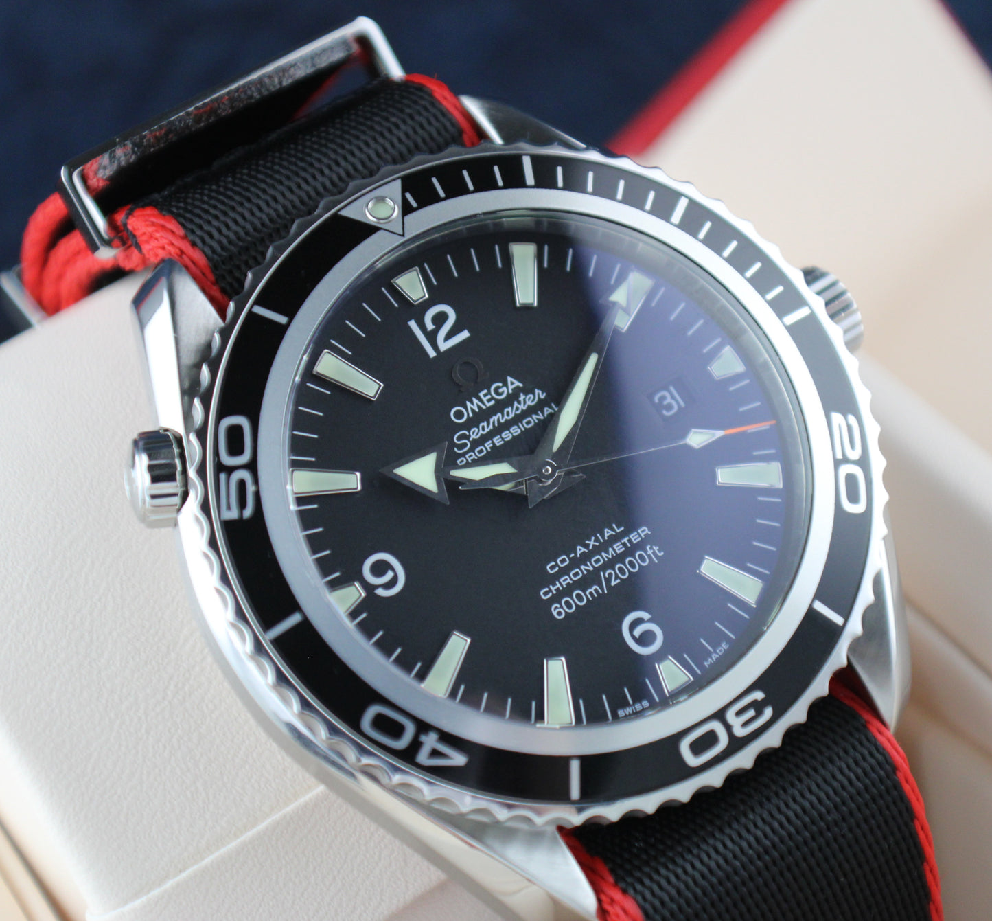 OMEGA Seamaster Planet Ocean 600M 2200.50.00 New OEM NATO Strap Box