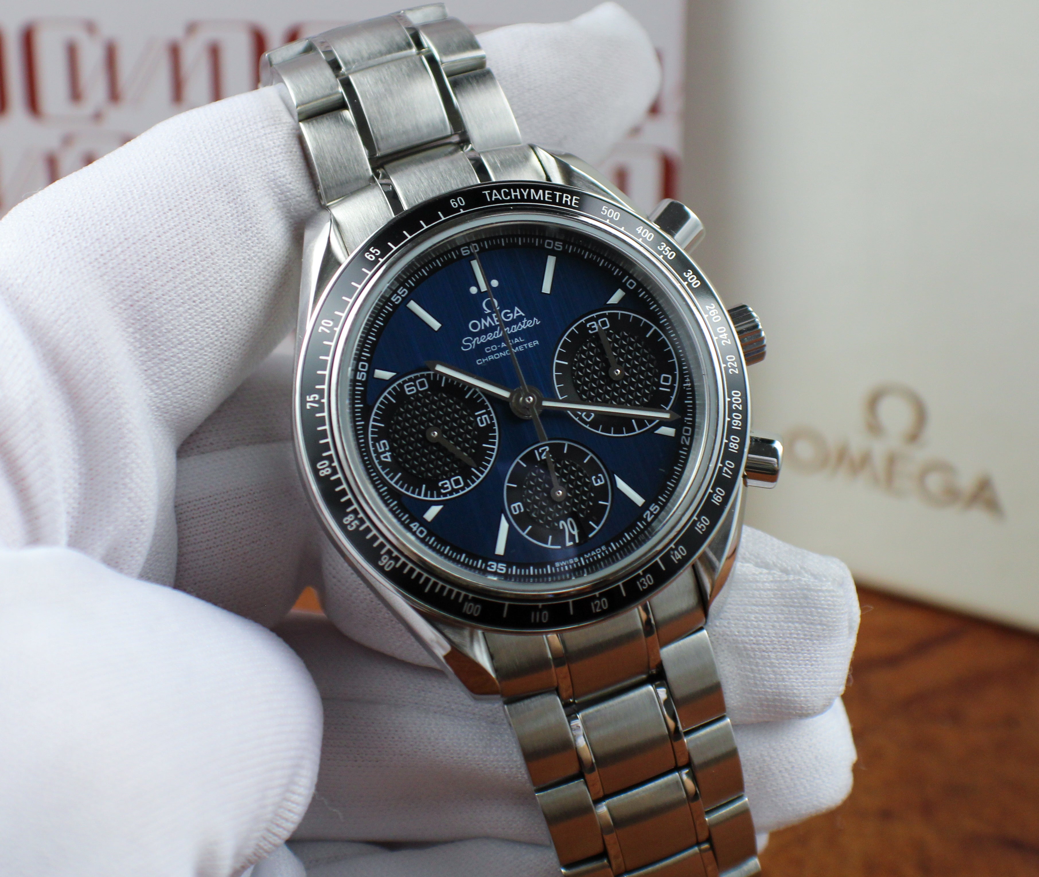 OMEGA Speedmaster Racing 326.30.40.50.03.001 Blue Dial Box & Papers Steel 40mm