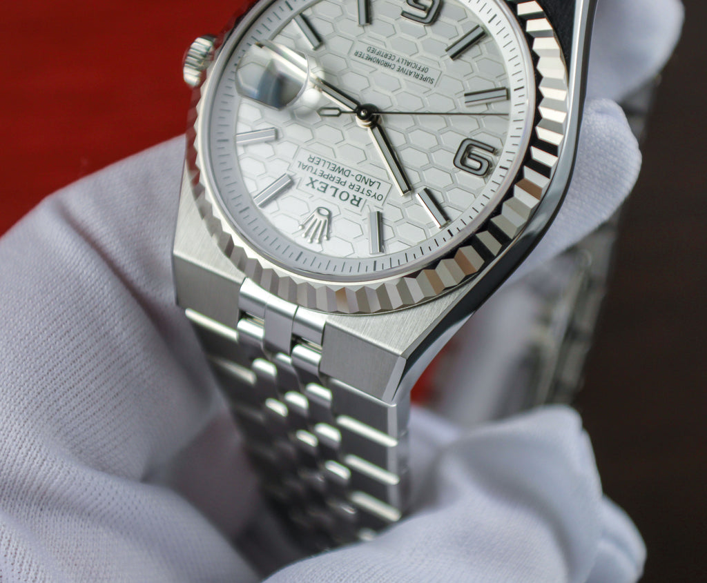 Rolex Land-Dweller 127234 JUNE 2026 Steel Honeycomb White Dial 36mm Complete Set