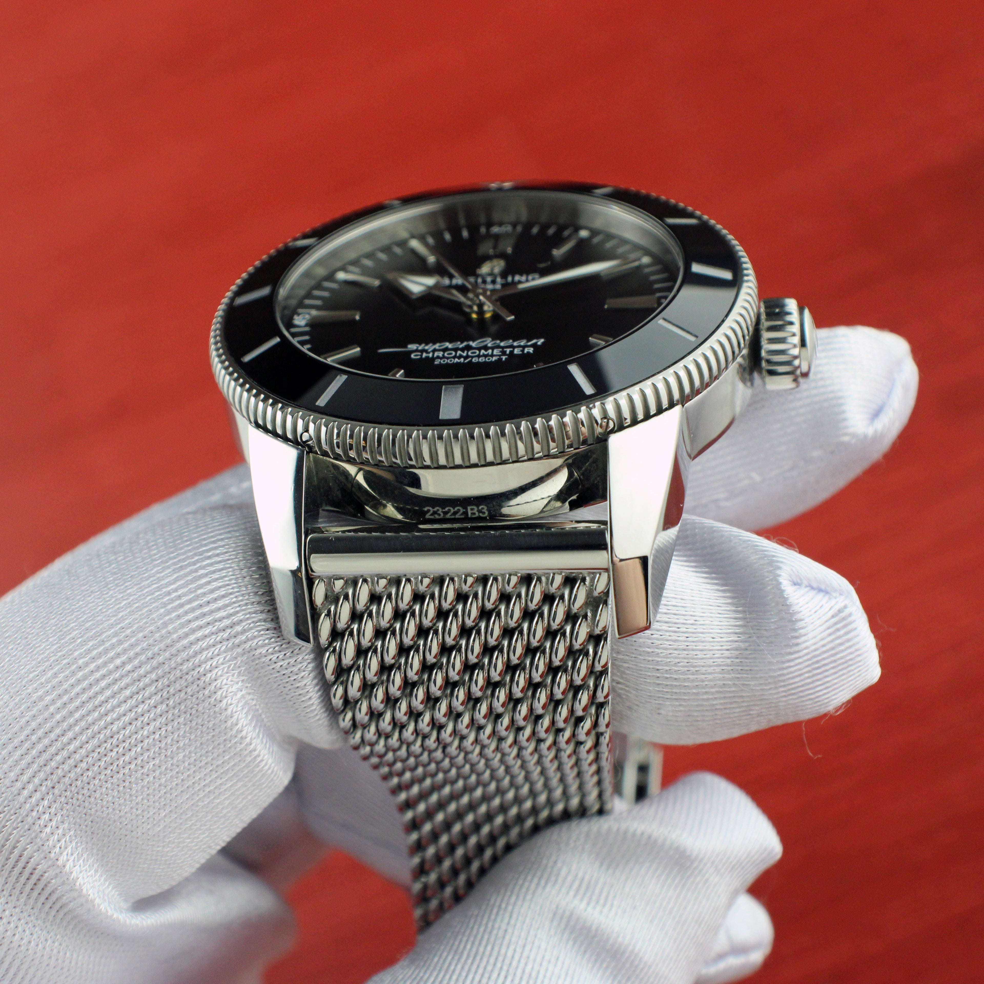 Breitling SuperOcean Heritage 44mm AB2030 Stainless Black Watch Box & Papers