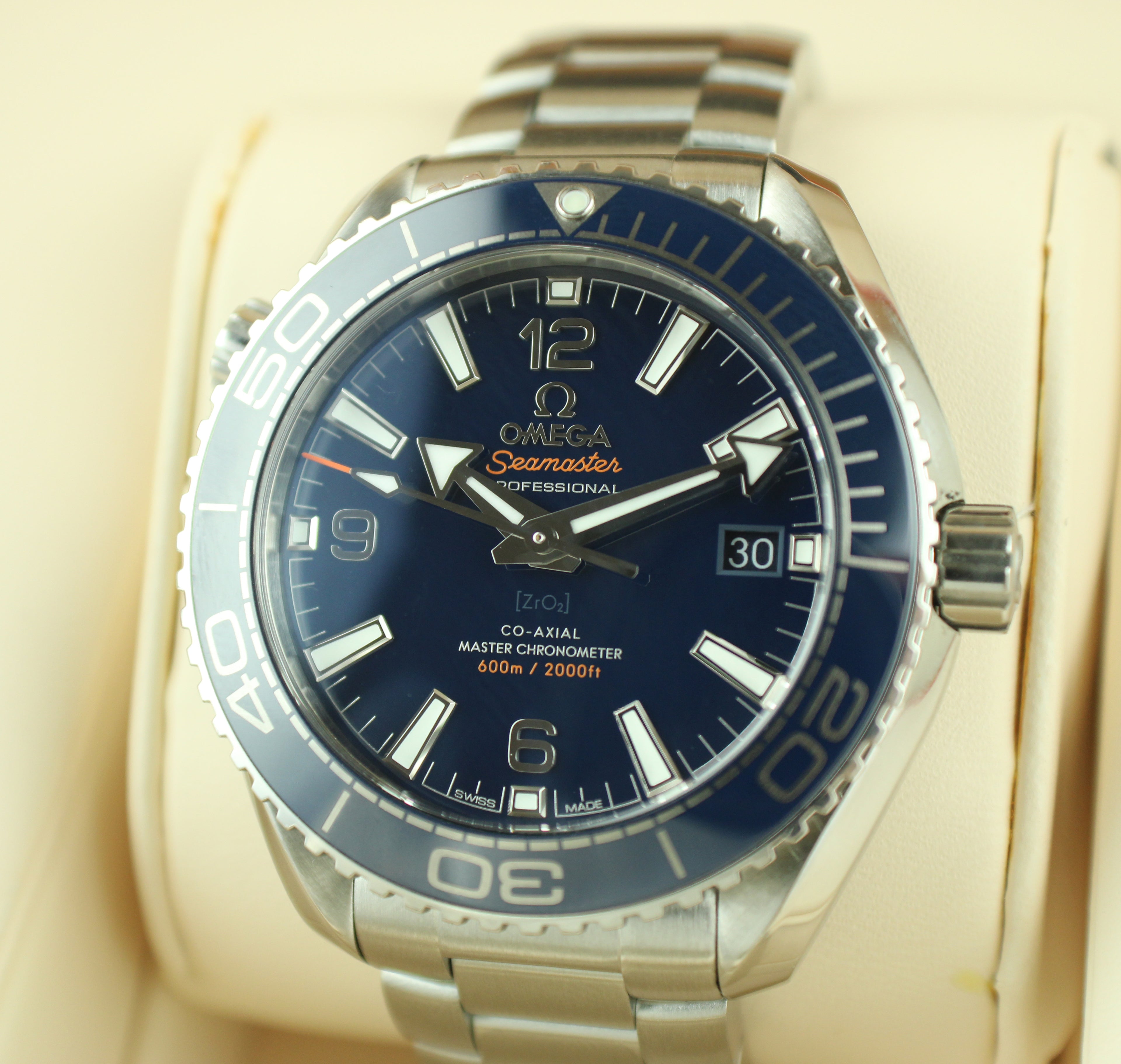 OMEGA Seamaster Planet Ocean 600M 215.30.40.20.03.001 Blue Dial Box Papers Cards