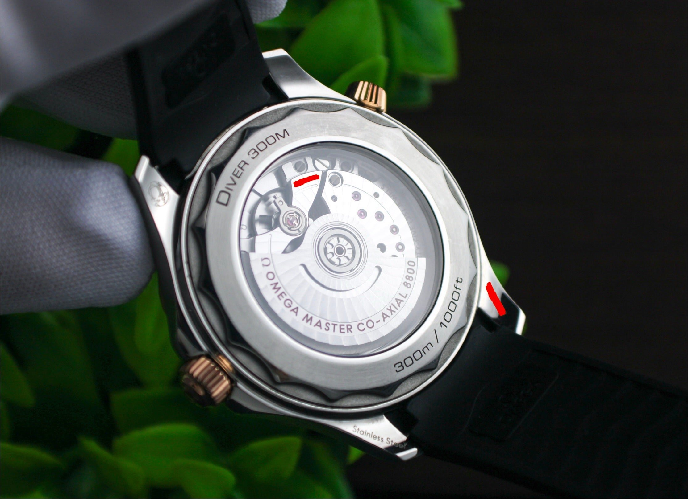 Omega Seamaster Diver 300M 210.22.42.20.01.002 18K Sedna Gold Bezel Box & Papers
