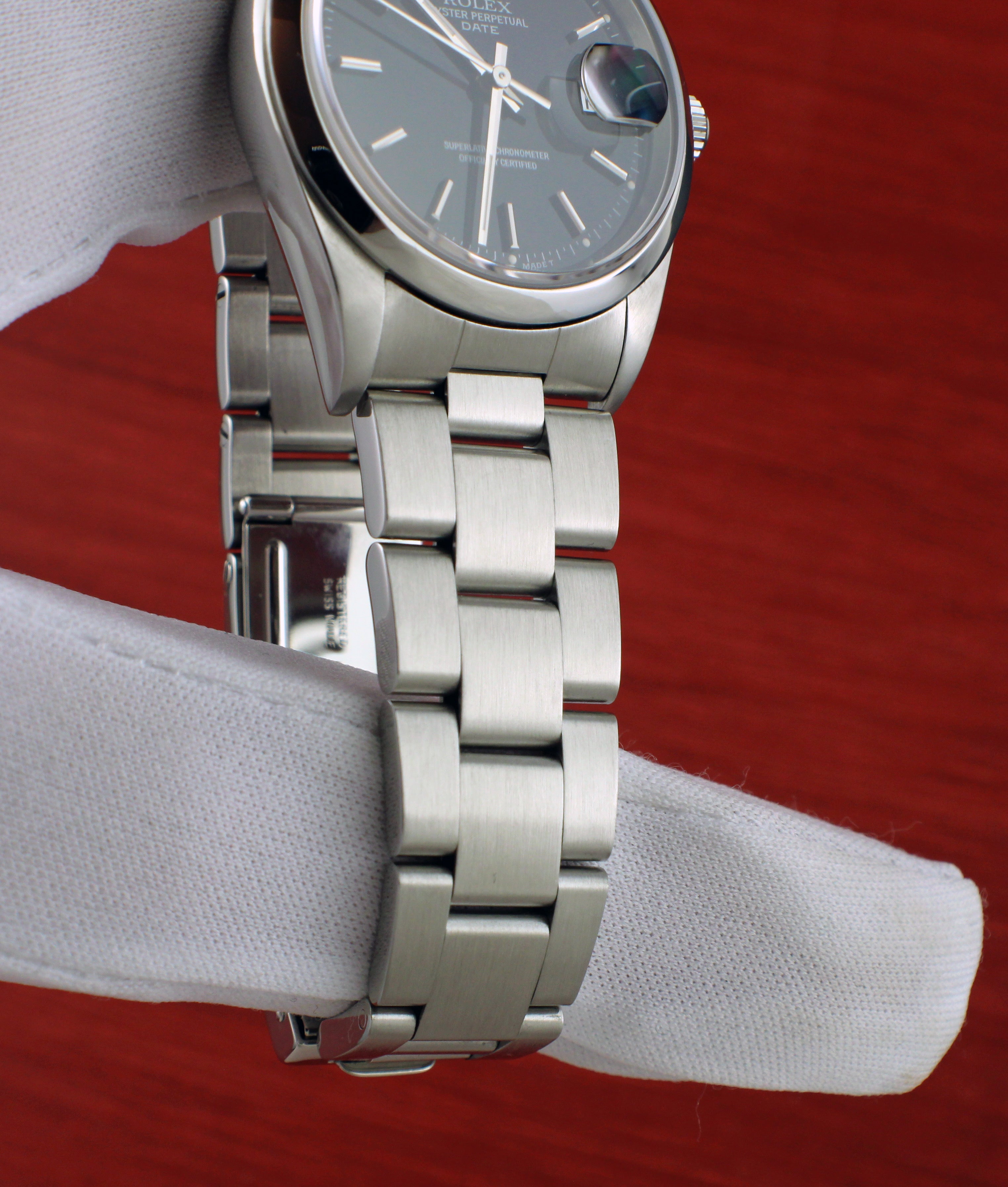 Rolex Oyster Perpetual Date 15200 Stainless Black Dial 34mm Mens Serviced