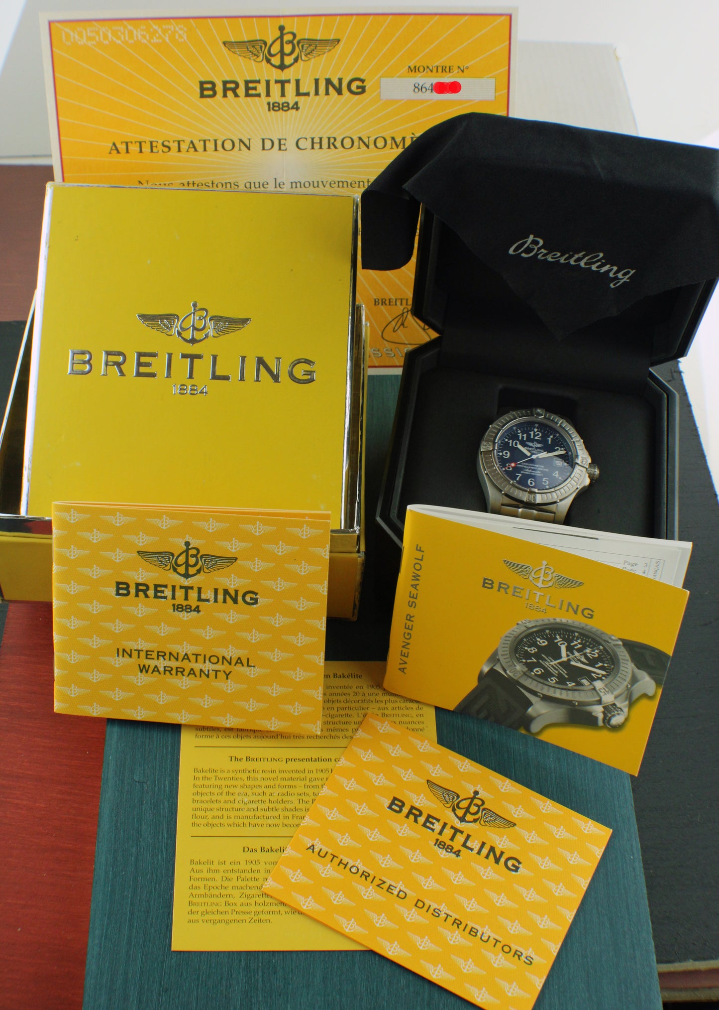 Breitling Avenger Seawolf E17370 Titanium Blue Dial Box & Papers 44mm