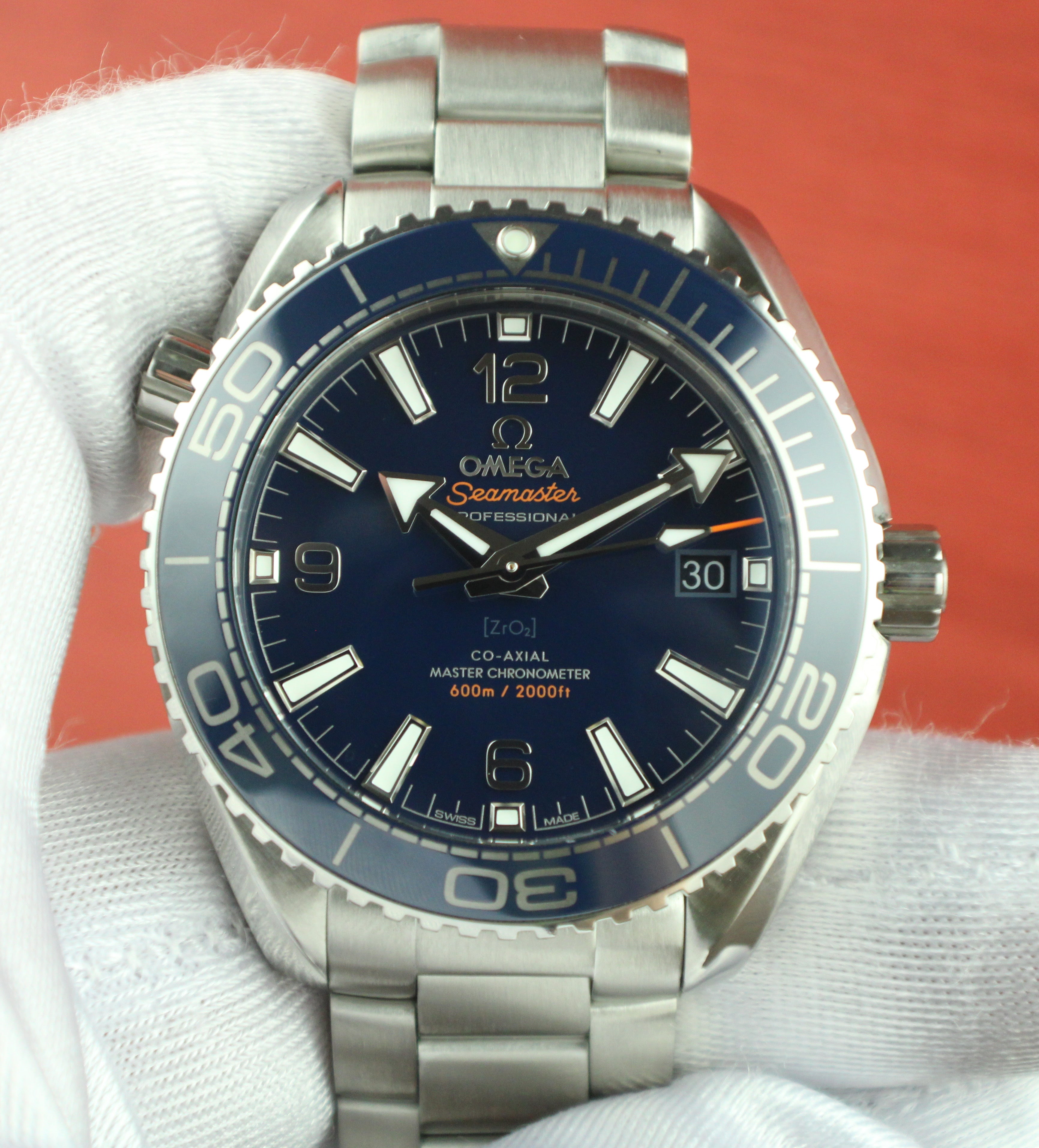 OMEGA Seamaster Planet Ocean 600M 215.30.40.20.03.001 Blue Dial Box Papers Cards