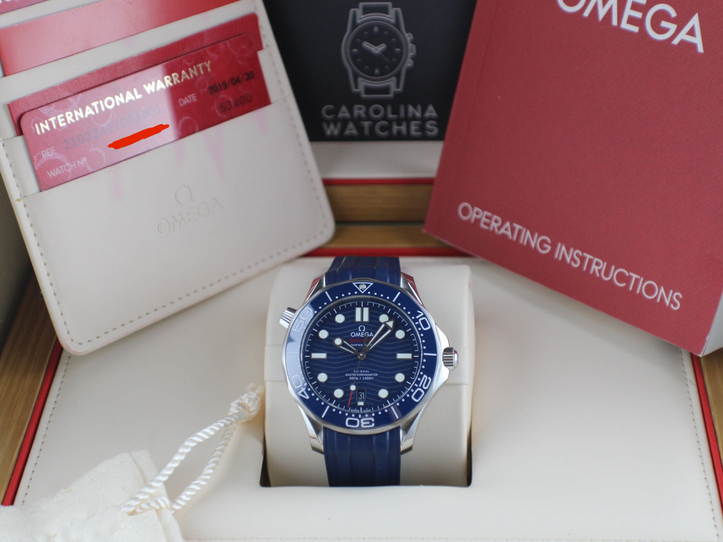 OMEGA Seamaster Diver 300M 210.32.42.20.03.001 Blue Box & Papers Rubber & Tang buckle