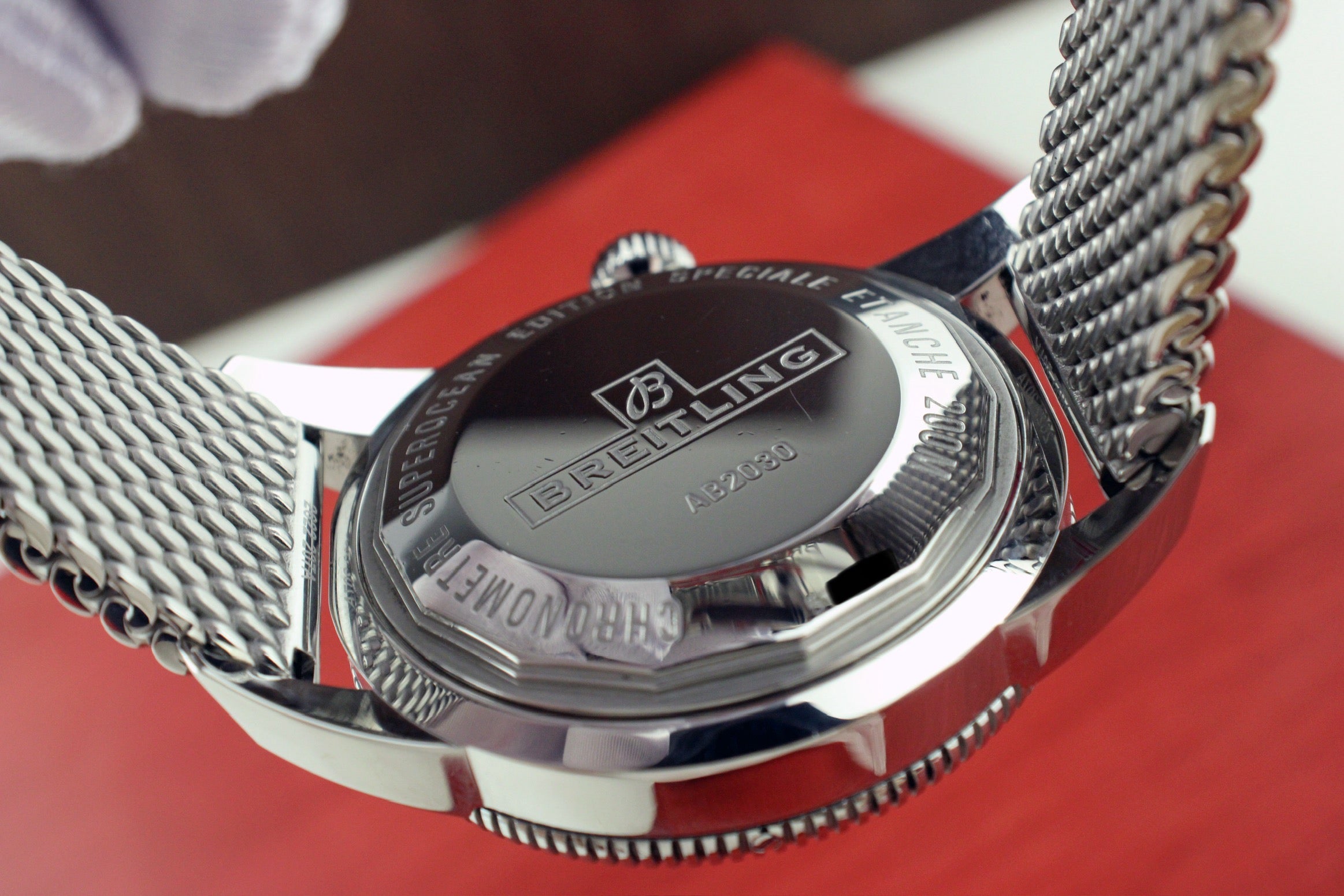 Breitling SuperOcean Heritage 44mm AB2030 Stainless Black Watch Box & Papers