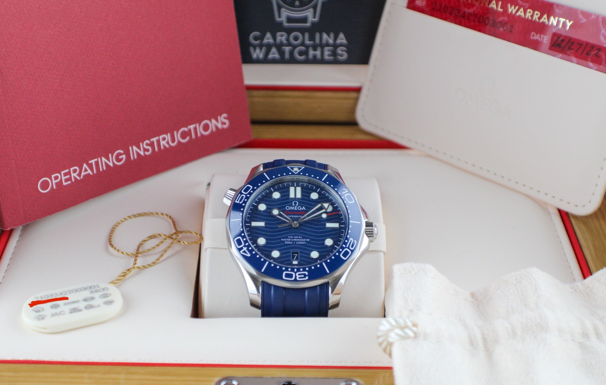 Omega Seamaster Diver 300M 210.32.42.20.03.001 Blue Wave Dial Box & Papers