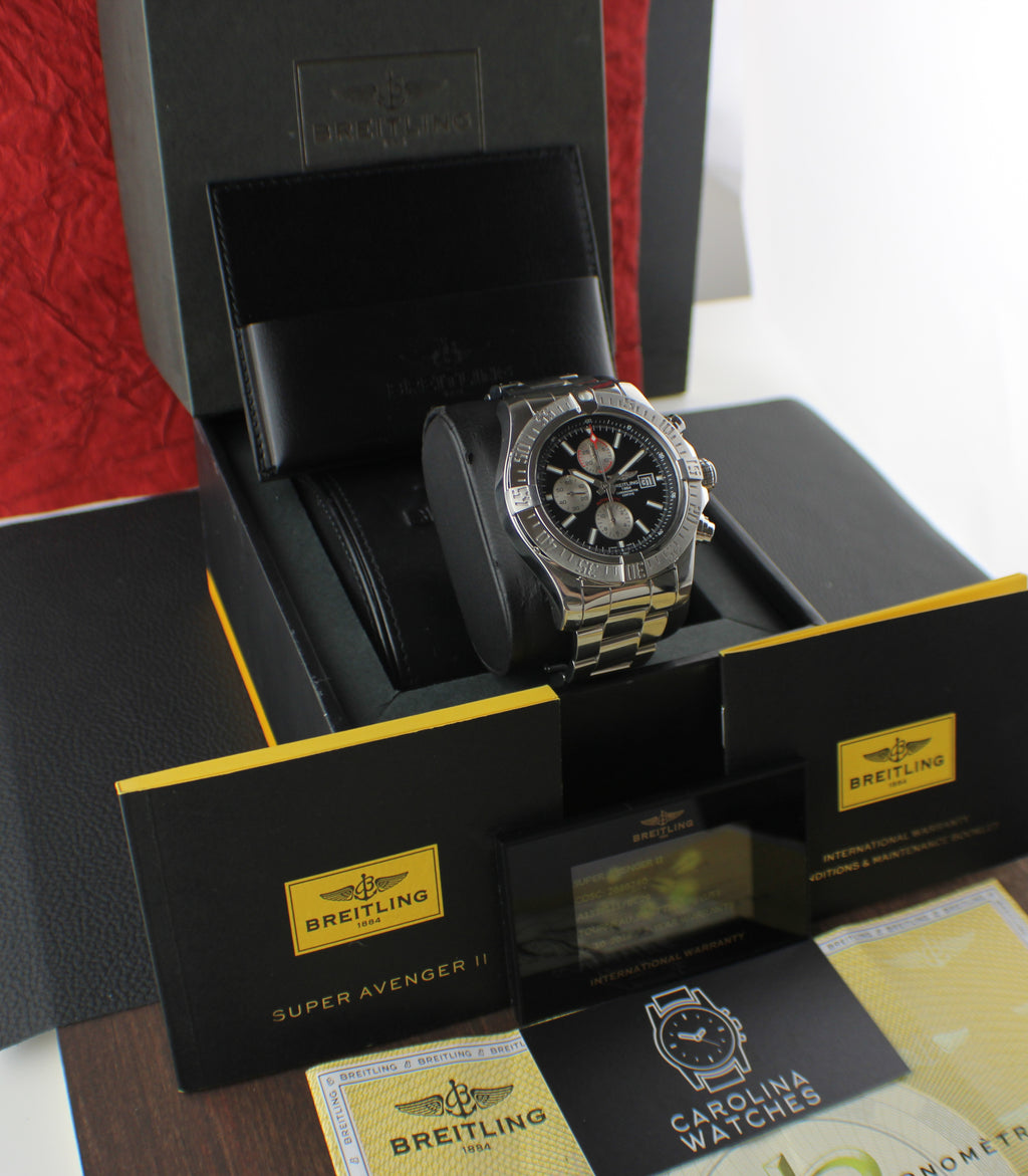 Breitling Super Avenger II A13371 Stainless Steel 48mm Box & Papers
