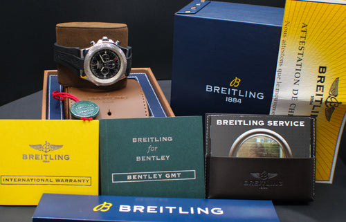 Breitling Bentley GMT Stainless Steel 49mm Box & Papers A4736212 Rubber