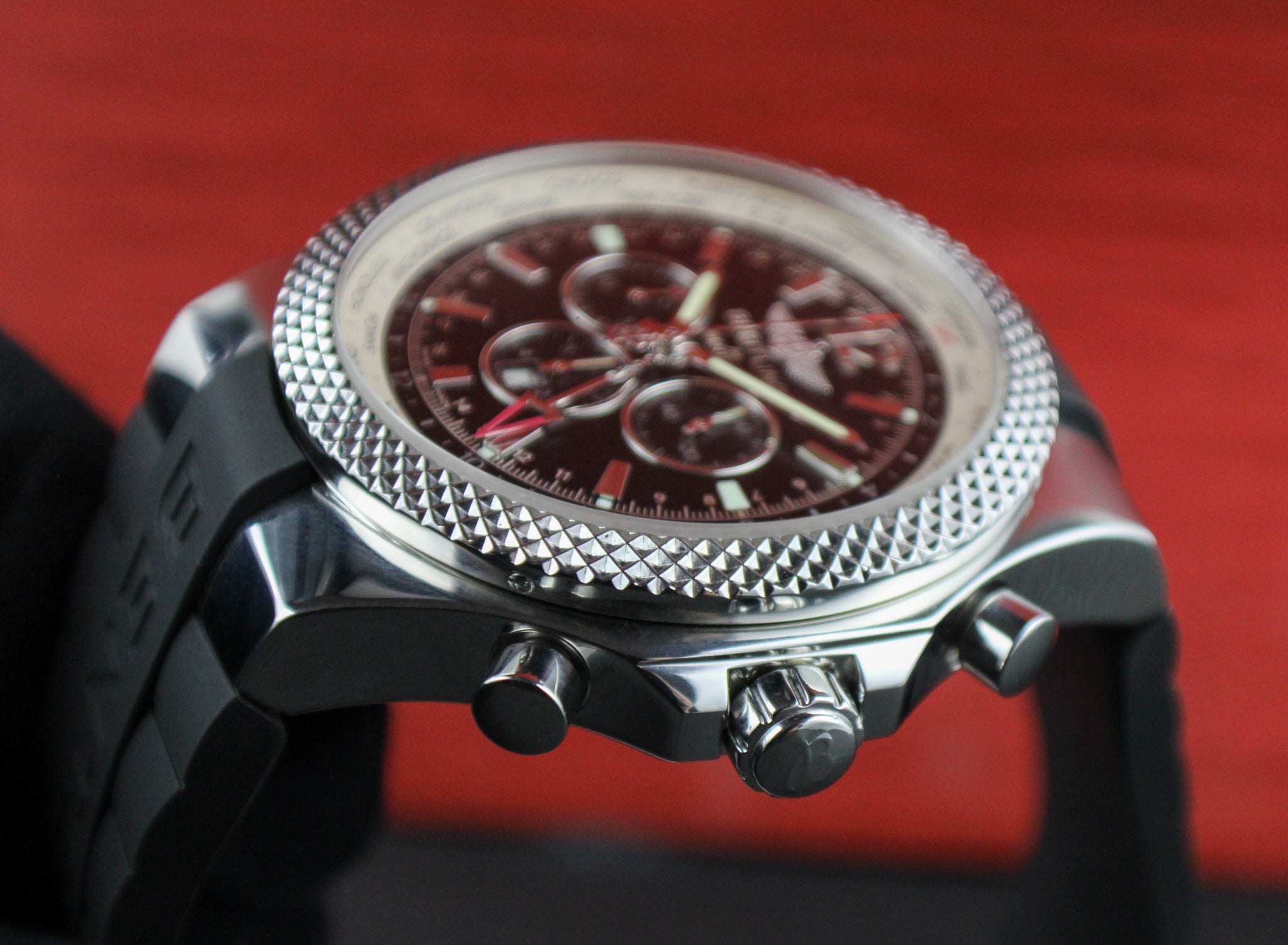 Breitling Bentley GMT Stainless Steel 49mm Box & Papers A4736212 Rubber